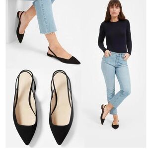 Everlane Black Suede the editor Slingback Flats